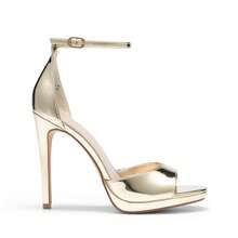 Women Sexy High Stilettos Heeled Sandals Ankle Strap Open Toe Party Summer Sandals, Fashion Dress Shoes Wedding Bridal Pumps Sandals - 金色 - 查看 5