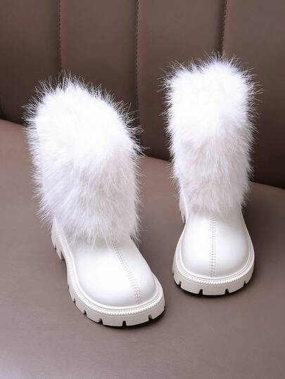 1 Pair Children Girls Boots, Cute & Fashionable, Warm & Outdoor Ankle Boots For Autumn/Winter, Suitable For Toddlers, 4 Seasons