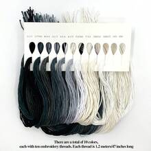 Un set de hilo bordado degradado, en total 10 colores, 100 piezas de cada uno con una longitud de 119,89 cm. Hilo de bordado de colores de alta calidad, hilo de poliéster para punto de cruz, hilo de coser DIY, línea de artesanía a mano, hilo bordado a mano, paquete de arte de hilos de coser, un hebra de 6 hebras - Multicolor - Ver 15