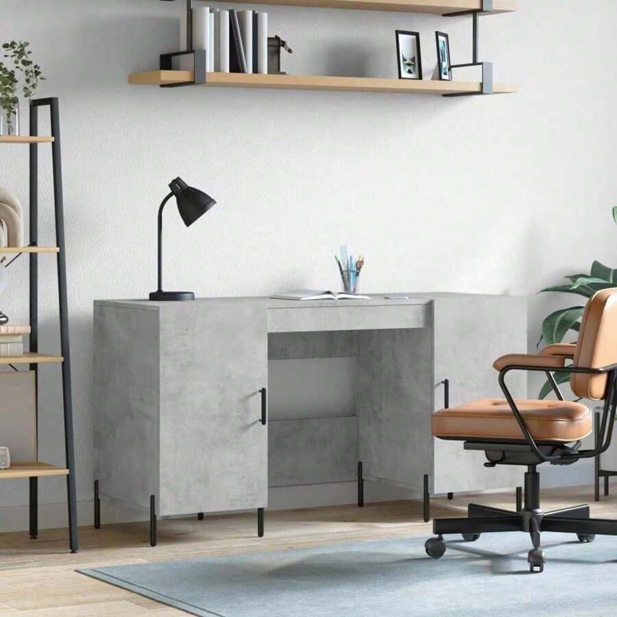 Scrivania Larryhot Concrete Grey 140x50x75 cm in legno ingegnerizzato, resistente e durevole, facile da montare, bella, ideale per l'arredamento della casa e come regalo