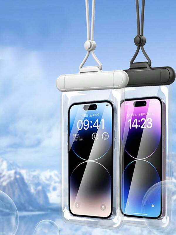 1 pieza Bolsa impermeable para teléfono para nadar, bolsa protectora impermeable de doble capa con pantalla táctil para deriva, entrega, buceo, transparente con cordón, al por mayor, artículos esenciales de playa, accesorios de playa, flotador de piscina