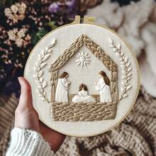 1 Piece Embroidery Kit, 20x20cm/7.9x7.9 Inches, Jesus New Life Theme, Handmade DIY Embroidery Kit, Suitable For Both Adults And Beginners, Including User Manual, Printed Fabric, Embroidery Frame, And Needles And Threads
