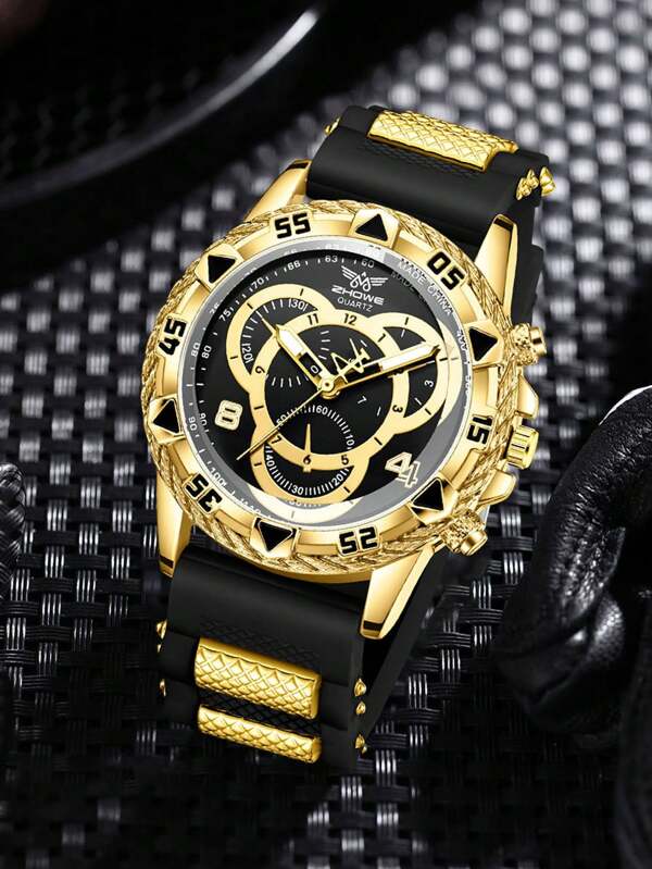 1PC Mn's Black Strap Fashionable Casual Arabic Numeral Scale Quartz Watch Suitable For Daily Wear Decoration Or Holiday Gifts