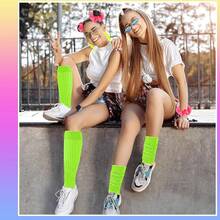 Neon Slouch Socks For Women Knee High With Scrunch Detail And Matching Neon Earrings Scrunchies Set For 80s 90s Retro Parties - 螢光綠 - 查看 11