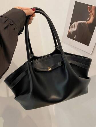 1 st premium mode dumplingformad axelväska med stor kapacitet, avslappnad pendlarväska, minimalistisk retro axelväska med bältesspänne, lämplig för tjejer, kvinnor, högskolestudenter, kontorsanställda, utmärkt för arbete, affärer, pendling, skola