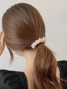 2pcs Rounded Pearl Spring Hairpins Are A Focal Point For Formal Occasions Such As Dinner Parties And Weddings, School Stuff