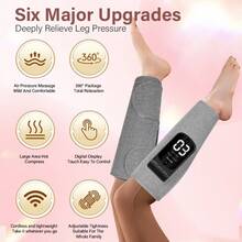 气压腿部按摩器有三种模式（全速、腿部和足部按压）、三种按压强度（强、中、弱），足部和小腿按摩，增强血液循环和肌肉放松，气压经络疏通器是馈赠亲朋好友的最佳礼物 - 黑色 - 查看 7