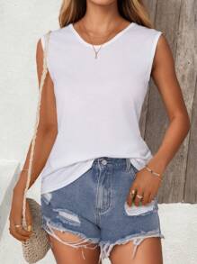 3 pièces T-shirt de sport multicolore sans manches pour femme, T-shirt de cyclisme, de jogging, de randonnée mode ample et doux, T-shirt à col en V confortable et manches courtes pour femme, hauts casual pour femme, printemps-été, convient pour le sport de rue casual, très confortable t-shirt pour femme