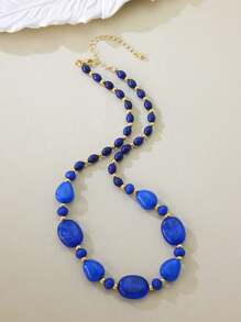 1pc Unique Asymmetrical Colorful Bead Fashion Long Necklace, Stylish Daily Accessory