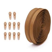 20种颜色，#3尼龙拉链，1套（177.16英寸/450厘米/5码拉链+10个配套拉链头），多种颜色可选，可剪裁成任意长度，适用于服装、家纺、箱包、玩偶 - 彩色 - 查看 8