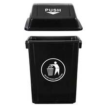 Bote de Basura Industrial y Doméstico Grande de 40 Litros con Tapa Basculante Sistema Push-Top para Desechos, Papelera Rectangular de Plástico Resistente para Cocina, Oficina, Tiendas y Exteriores.  Ideal para Reciclaje, Restaurantes, Escuelas y Más. - Negro - Ver 3