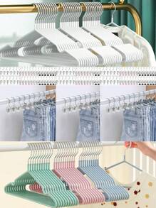 10/15/16/18/20/30/40pcs Set Simple & Elegant Coated Thickened Garment Hangers, Lightweight Portable Adult Clothes Hangers With Anti-Slip & No Trace Design, Suitable For Home Laundry, Lingerie Storage, Preventing Messy Clothes, Christmas Outfit Organization