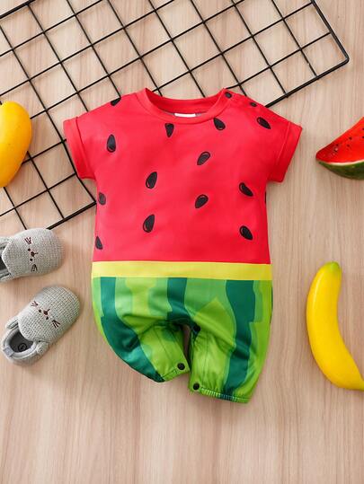 Yierying Baby Boys/Girls Cute Watermelon Print Short Sleeve Romper, Summer Holiday Style