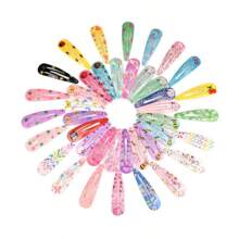 40pcs 's Print Bb Clip Crushed Hairpin Girl Bangs Clip Does Not Hurt Hair Hairpin Clip Headwear Little Girl Hair Accessories, School Stuff