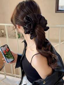 1 件装黑色大号缎面发圈，女士弹力丝绸发圈，睡眠发带，不伤发，适合多种场合，发饰、马尾辫夹、发圈、洗脸 - 彩色 - 查看 2