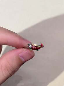 1 pezzo Anello di gioielleria vintage alla moda con motivo pesce carpa in cloisonné, regalo di gioielli per uso quotidiano