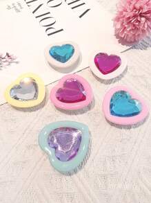 1pc Heart-Shape Gemstone Finger Ring Mobile Phone Stand, Slouchy Person's Must-Have Device Holder, Sturdy Adhesive Mount, Attach On Phone, Anti-Drop & Shake Resistant