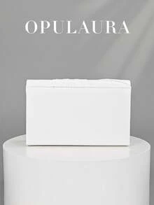 OpulAura Elegant Twist Design Leather Party Clutch, Minimalist High-End Ladies Envelope Handbag, Perfect For Party Girls, Ladies, Brides - Ideal For Parties, Weddings, Galas, Dinners/Banquets, Matching With Formal Dresses, Gowns, Birthday Dresses - White - View 6