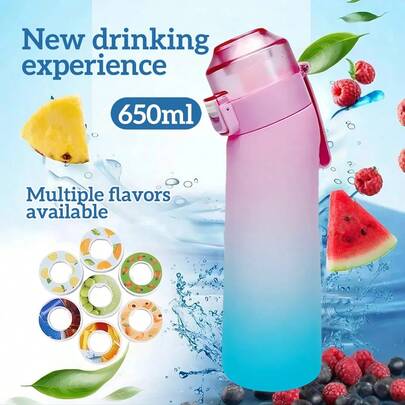 venture way 650ML 防漏旅行水杯 Bouteille Deau，带调味罐和环 | 便携，适合徒步旅行、登山和户外娱乐 | 送给女性的创意礼物 - 同事、姐妹和她 | 异想天开的印花设计