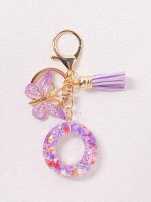 Alphabet Initial Letter Keychain Cute Butterfly Key Chain Ring Purse Bag Backpack Charm Earbud Case Cover Accessories Women Girls Gift Car Accessories Goth Y2k