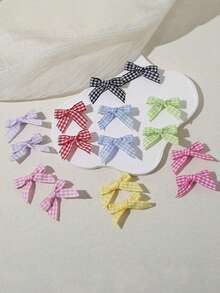 16 件校园格子迷你蝴蝶结发夹，Y2K 风格侧刘海夹，适合刘海和马尾辫，返校礼物，爪夹，发夹，发夹，发夹，学校用品 - 彩色 - 查看 5