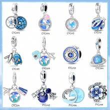 1 Stück 925 Sterling Silber DIY Anhänger, funkelnder diamantbesetzter Globus Charm: Beginne ein schönes Reisekapitel, Alltags- und Freizeitkleidung, Urlaubsgeschenke