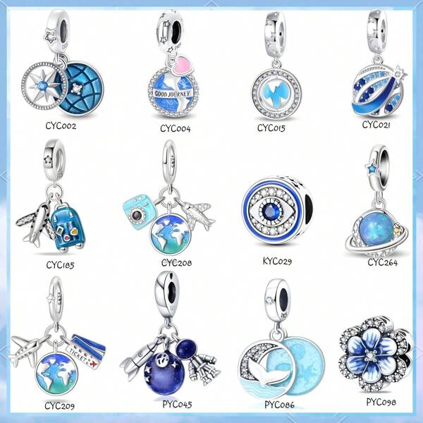 1Count 925 Sterling Silver DIY Pendant, Sparkling Diamond-Set Globe Charm: Start A Beautiful Journey Chapter, Daily Casual Wear Holiday Gifts
