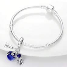 1 Stück 925 Sterling Silber DIY Anhänger, funkelnder diamantbesetzter Globus Charm: Beginne ein schönes Reisekapitel, Alltags- und Freizeitkleidung, Urlaubsgeschenke