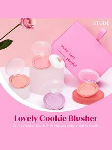 ETUDE Lovely Cookie 腮紅 PP502，細緻粉質，質地滑順，自然紅潤，持久顯色，提亮膚色，日常妝容，甜美少女風，K-Beauty，韓系妝容，4g/0.14oz - PP502 Lavender Lemon Macaron - 查看 2