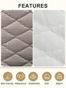 1pc Waterproof Fitted Sheet, Bedding, Fitted Bed Sheet, Christmas Decorations, Halloween Decor, Fall Decor, Mattress Cover, Soft And Comfortable Bedding For Bedroom, Room Decor, Solid Color Matress Proctector, Deep Pocket Cooling Breathable Quilted Fitted Sheet For Bedroom Decor, Fitted Bottom Sheet For Twin, Full, King, Queen Size, Dust-Proof Protection, Machine Washable, Father's Day Bedding Gift, Bedding Gifts, Machine Washable - Grey - View 7