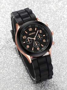 1pc Fashionable And Casual Silicone Quartz Wristwatch For Ladies, Comfortable Silicone Strap, Suitable For Daily Casual Wear And Is An Ideal Gift Choice - Multicolor - View 19