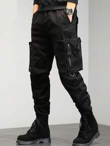 New Men's Cross-Border Multi-Pocket Cargo Pants Straight-Leg Loose-Fit Spring Autumn Summer Pure Cotton Casual Long Pants - 綠色 - 查看 4
