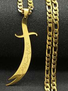 Mặt dây chuyền hình kiếm rỗng, có sẵn màu vàng/bạc/đen, chất liệu thép không gỉ, thời trang và tinh tế, là món quà phù hợp cho cả nam và nữ. - vòng cổ - Xem 6