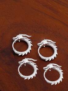 1 Pair Elegant Retro Dragon Pattern Earrings, Suitable For Men And Women Daily Wear, Exquisite Holiday Gift - Multicolor - View 8