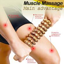 3pcs Wooden Massager Handheld Roller Trigger Point Massager For Fascia, Cellulite, Muscles And Abdomen, Body Therapy Massager, Muscle Abdomen Relief Tool, Gaya Meridian Stick Nine Fine Wheel Axle Full Body Massage Roller Beating Waist Back Massage Neck Legs Wooden Massager - Multicolor - View 6
