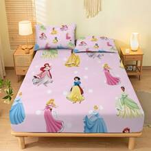 Disney Juego de sábanas de 3 piezas Disney, 1 sábana ajustable, 2 fundas de almohada (sin núcleo) del personaje Stitch, elegante, suave y cómodo, adecuado para dormitorios familiares, habitaciones de invitados, universal para todas las estaciones