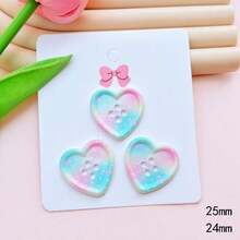 10pcs Plaid Heart Shaped Button Decoration Accessories Hair Clips Phone Cases Clothing Sewing Craft DIY Materials