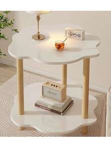 1pc Minimalist Side Table, Small Apartment Living Room Sofa End Table, Movable Bedroom Nightstand With 2 Tiers - Multicolor - View 17