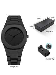 1pc Men's Popular Quartz Watch With Stainless Steel Buckle, Quartz Movement, ABS Strap, Suitable For Formal Attire, Business Banquets, Work Commute, Can Be Used As Father's Day Gift For Family And Friends