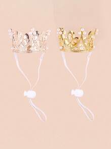 1pc Pet Birthday Crown Hat, Cat Birthday Crown Hat, Dog Birthday Crown Hat, Cat & Dog Pearl Crown Hat
