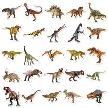 50张逼真恐龙贴纸套装，种类繁多，霸王龙、三角龙、翼龙、剑龙。防水乙烯基材质，适用于物种学习、日记本、剪贴簿、恐龙爱好者礼物 - 送礼佳品以及行李/派对装饰