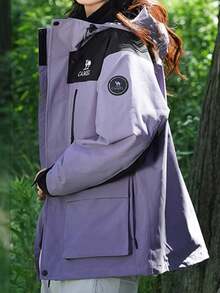 CAMEL CROWN 3-In-1 Ski Jacket, Warm Mountaineering Jacket, Waterproof Snow Hiking Gear - Night Purple Phantom Black - View 4