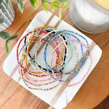 MDFUN 19 Pcs Friendship Bracelets Boho Stackable Bracelets For Women Surfer Heishi Clay Bead Bracelets Stretch Preppy Bracelets Colorful Boho Bracelets For Women - 彩色的 - 查看 5