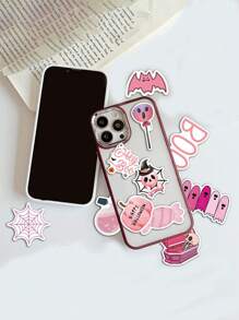 100pcs - Pink Halloween Graffiti Stickers Decoration, Guitar Notebook Luggage DIY Waterproof Stickers, Holiday Gifts, Party Gifts, Halloween Gifts, Home Decoration, Car Decoration, Bedroom Decoration
