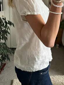 Women's Fashion Short Sleeved Shirt - 白色 - 查看 3