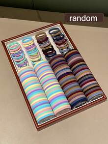100/200/300/400pcs Assorted Colorful Hair Ties, High Elasticity, Non-Damaging, Suitable For Daily Use, Recommended Hair Accessory Gift,Festival,Party - Multicolor - View 7