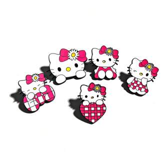 Sanrio Set de 5 piezas de insignias de metal con diseños de Kitty de Hello Kitty, personaje de anime rosado y lindo - Broches de figura de gato Kitty de Kawaii Jewelry Accessories
