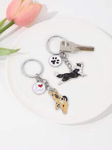 1pc Metal Fashion Hot Pet German Shepherd Dog Keychain Dog Pendant Animal Enamel Keyring Women Bag Jewelry Girls Boyfriend Souvenir Car Accessories Bag Charm School Animal Cute Goth Y2k Christmas Gift Ideas Bag Accessories Lanyards With Id Holder Car Accessories Bag Charms - Multicolor - View 6