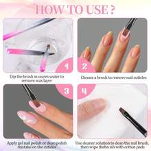 ElevateTech Gel Nail Brush, 3 Pieces Nail Brushes Gel Nail Art Brushes Nail Polish Cleaning Brush Flat/Round/Angled Gel Nails Accessories Acetone Resistant Nail Polish Brushes