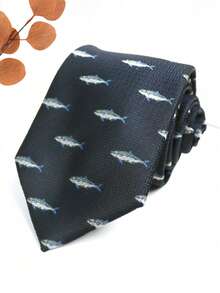 1条男士休闲动物斑马和蜜蜂印花图案新奇学院风领带，适合派对、日常穿着、约会、学校服装以及圣诞节装饰。 - 彩色 - 查看 7